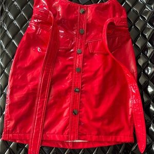 new with tags, red pleather skirt